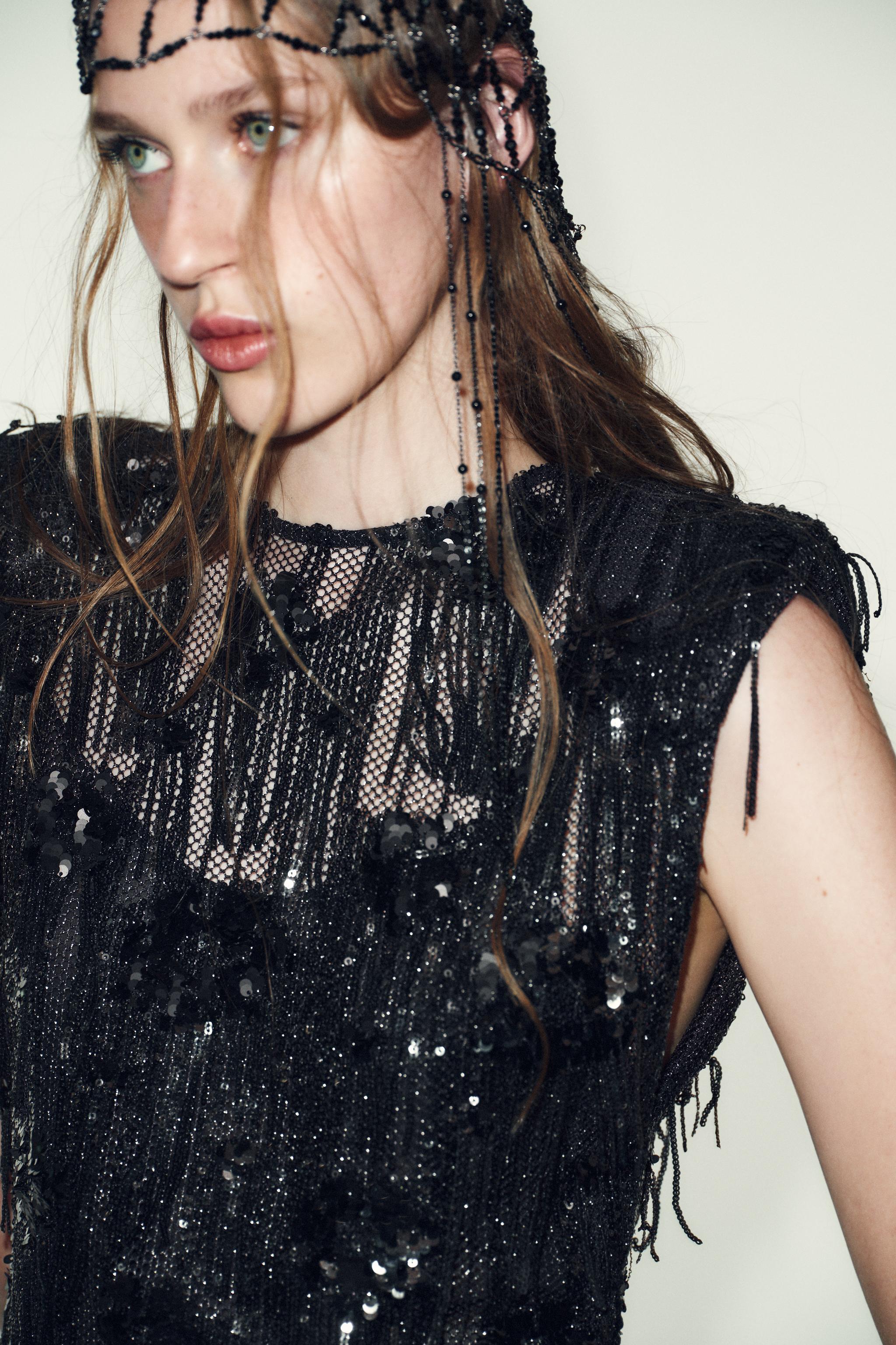 ASYMMETRIC SEQUIN MINI DRESS